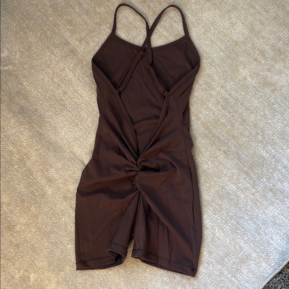 Brown Strappy, Scrunch Shorts Onesie